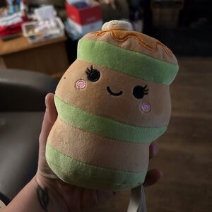 Squishmallows Plush with Green and Tan Stripes